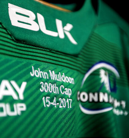 A view of John Muldoon's match jersey marking his 300th Connacht appearance 15/4/2017