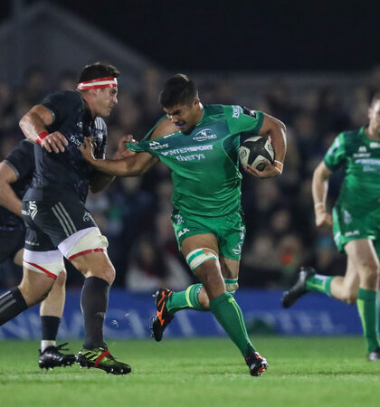 Connacht’s Jarrad Butler is tackled by Munster’s CJ Stander 27/10/2017