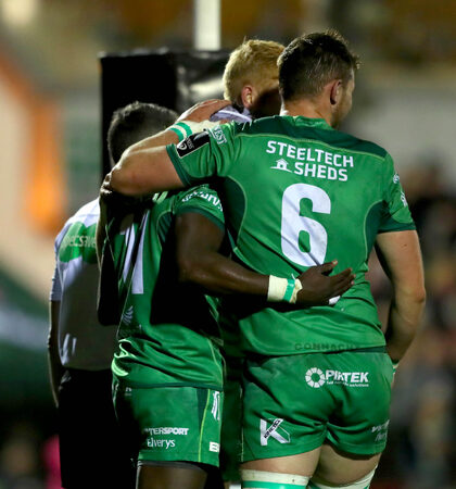 Niyi Adeolokun celebrates his try 4/11/2017
