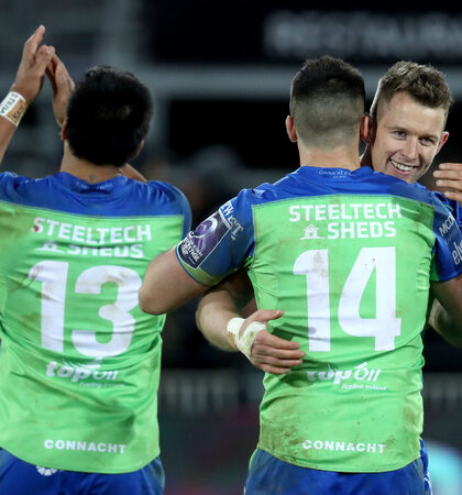 Cian Kelleher and Matt Healy celebrate after the game 9/12/2017