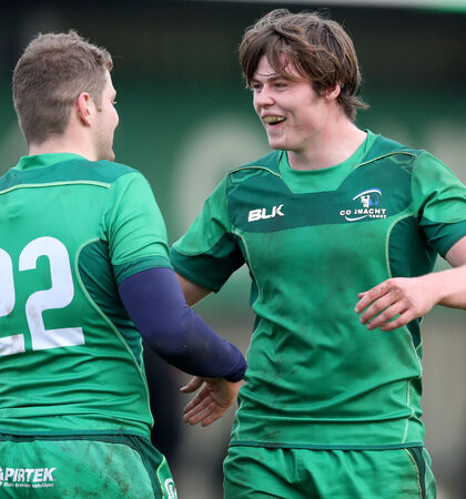 Kieran Joyce and Sean Masterson celebrate after the game 17/12/2017