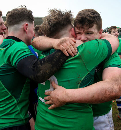 Eoin de Buitléar and Cian ÓScanláin celebrate after the game 13/3/2019