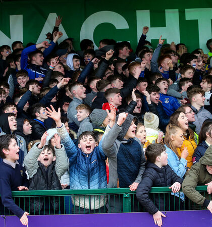 Garbally fans celebrate scoring a try 13/3/2019