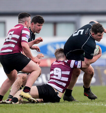 Niall Staunton is tackled by Andrew Callaghan 24/3/2019