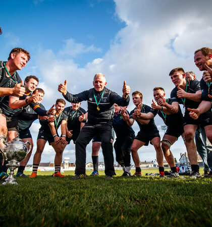 Henry O'Toole celebrates with his team after the game 24/3/2019