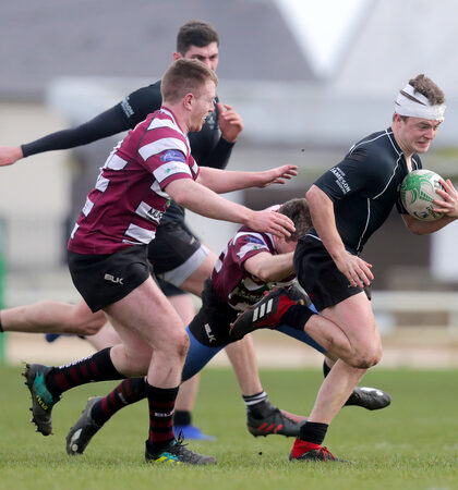 Henry O'Toole is tackled by Brian Diffley 24/3/2019