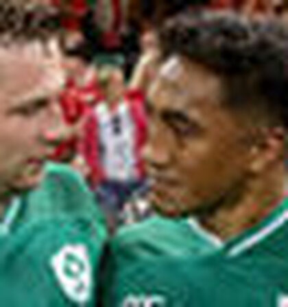 Jack Carty and Bundee Aki after the game 31/8/2019