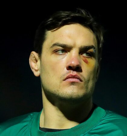 Quinn Roux during the warm-up 2/1/2021