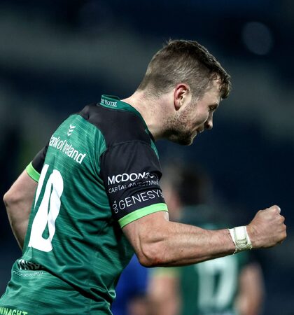 Jack Carty celebrates after the game 2/1/2021