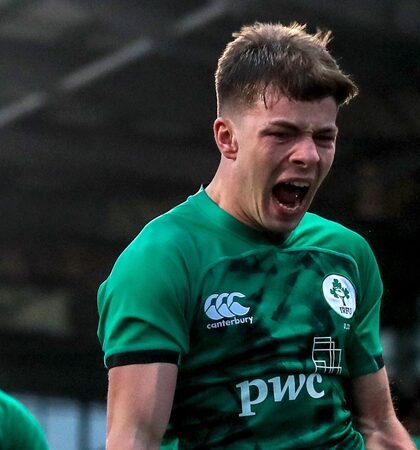 Matthew Devine celebrates scoring their sixth try 20/3/2022